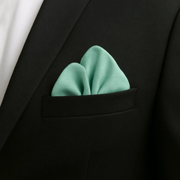 Pochette de Costume en Coton Vert Lagon Porter