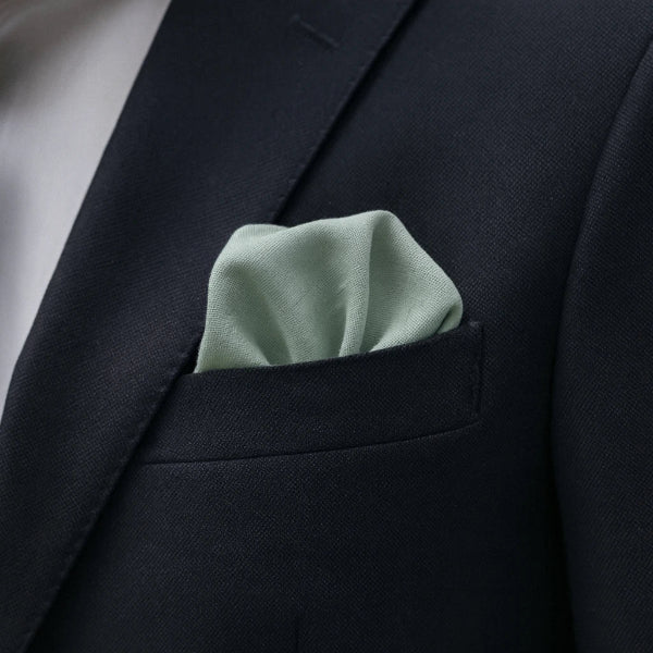 Pochette de Costume en Coton Vert Sauge Porter