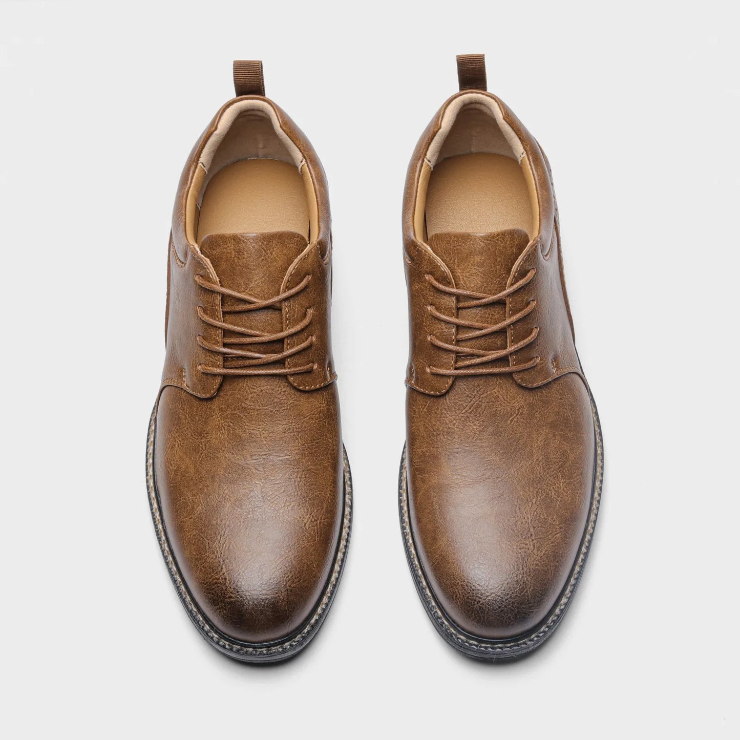 Derbies Homme Cognac Effet Cuir – Style Vintage