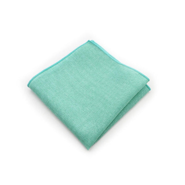 Pochette de Costume en Coton Vert Lagon