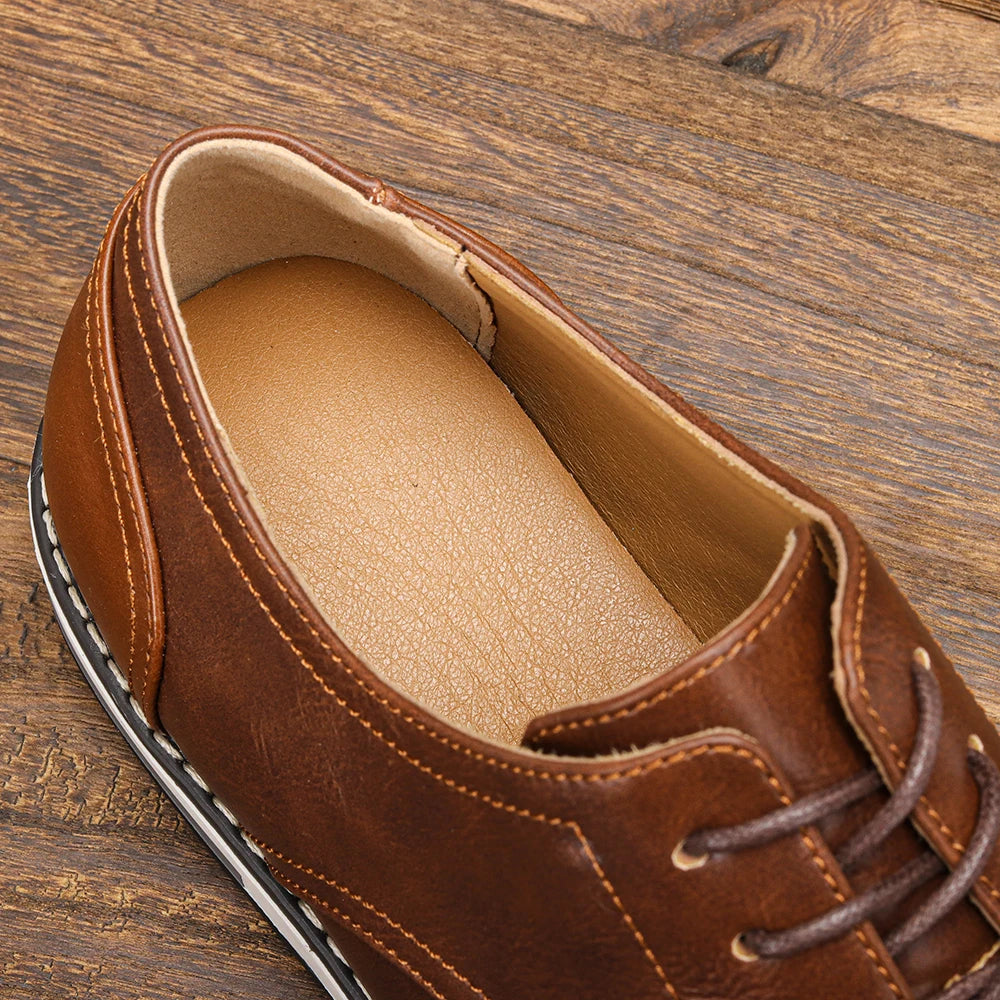 Derbies Homme Effet Cuir Marron Macro