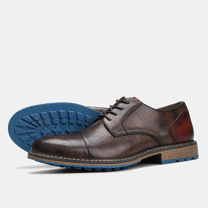 Derbies Homme Noir Effet Marron – Semelle Contrastée