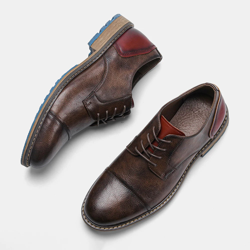 Derbies Homme Noir Effet Marron – Semelle Contrastée