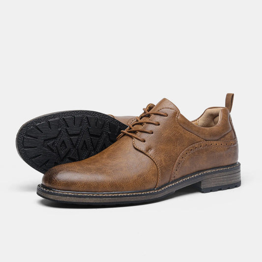 Derbies Homme Cognac Effet Cuir – Style Vintage
