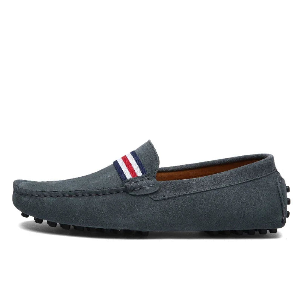 Mocassin Homme Daim Gris Côté