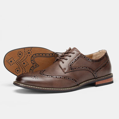 Derbies Brogues Homme Effet Cuir Marron Foncé