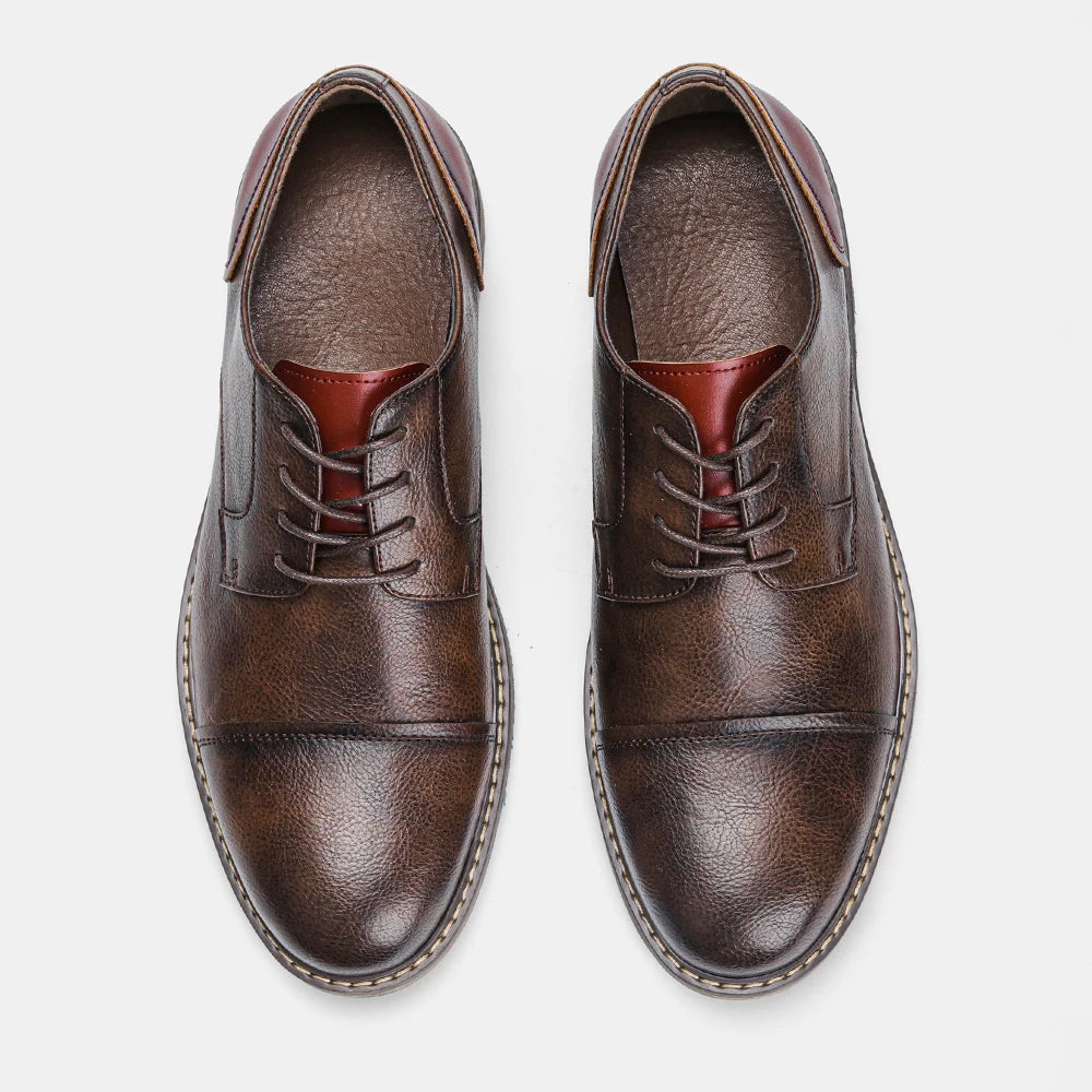 Derbies Homme Noir Effet Marron – Semelle Contrastée