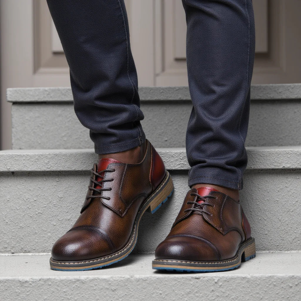 Derbies Homme Noir Effet Marron – Semelle Contrastée