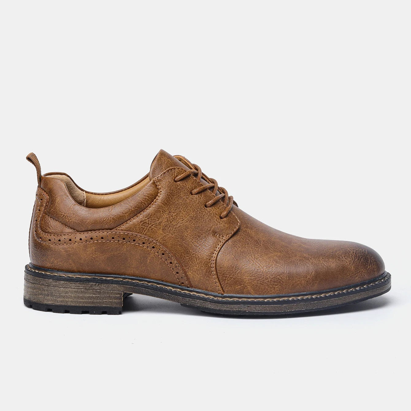 Derbies Homme Cognac Effet Cuir – Style Vintage