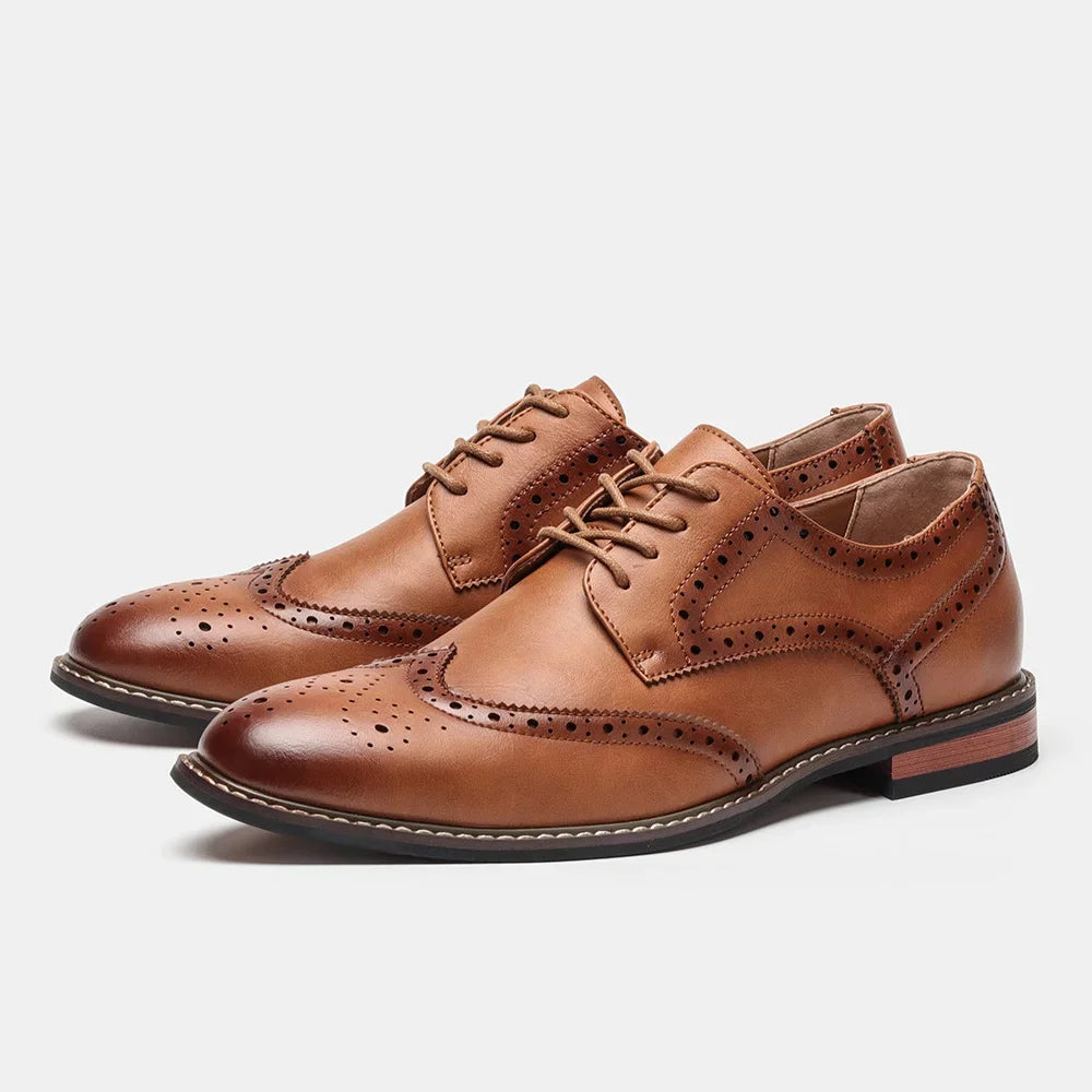 Derbies Brogues Homme Effet Cuir Marron