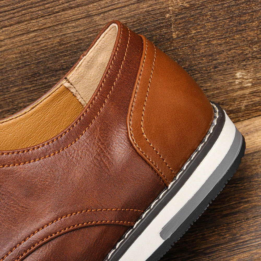Derbies Homme Effet Cuir Marron Zoom arrière