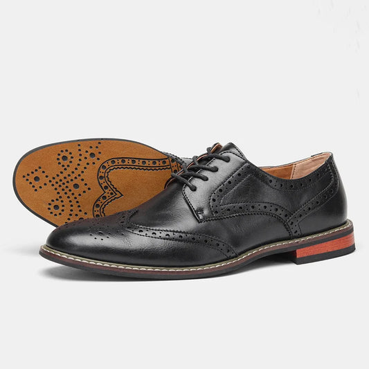 Derbies Brogues Homme Effet Cuir Noir