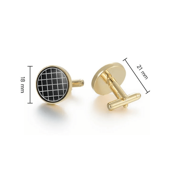 Bouton de Manchette Ronds Damier Taille