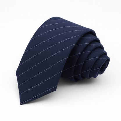 Cravate Coton Bleu Marine Rayures Diagonales