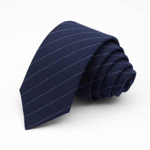 Cravate Coton Bleu Marine Rayures Diagonales