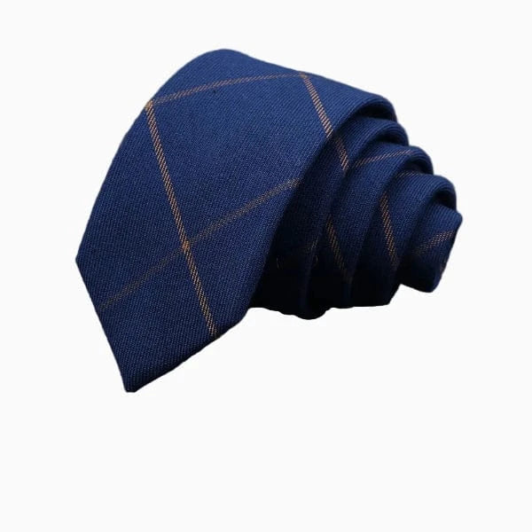 Cravate Coton Bleu Saphir à Grands Carreaux