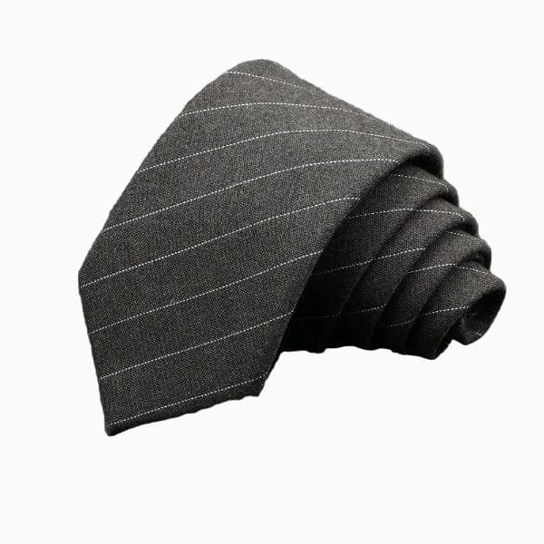 Cravate Coton Gris Anthracite Rayures Diagonales