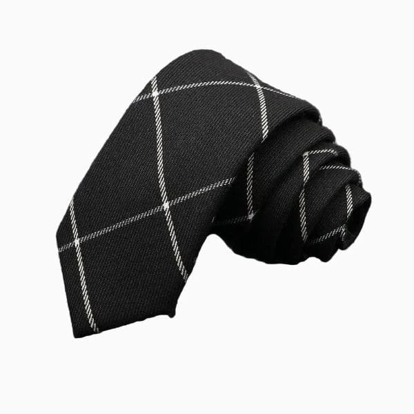 Cravate Coton Noir à Grands Carreaux