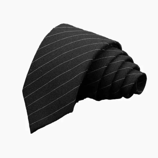 Cravate Coton Noir Rayures Diagonales