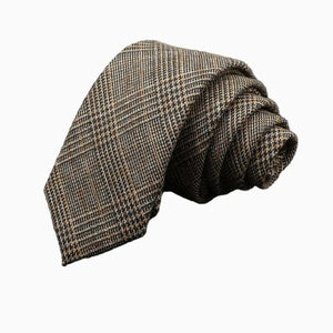 Cravate Coton Prince-de-Galles Brun Noisette