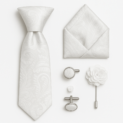 Cravate Paisley Blanc Ensemble