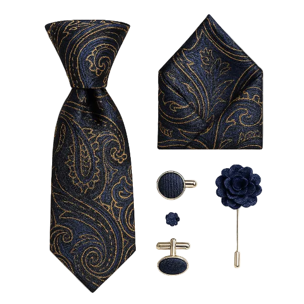 Cravate Paisley Bleu et Noir