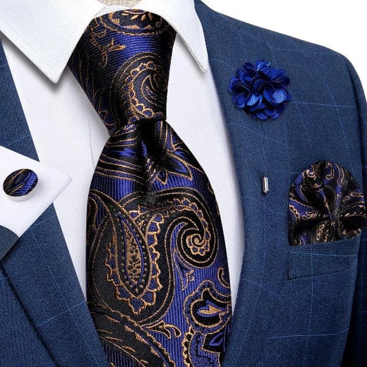 Cravate Paisley Bleu et Noir