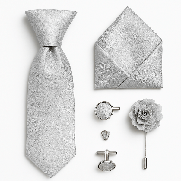 Cravate Paisley Gris
