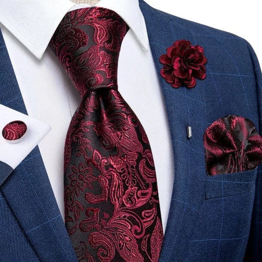 Cravate Paisley Noir et Rouge