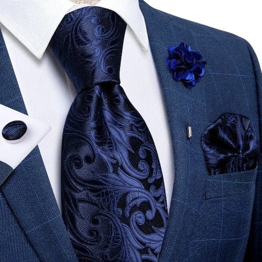 Cravate Paisley Noir et Bleu foncé