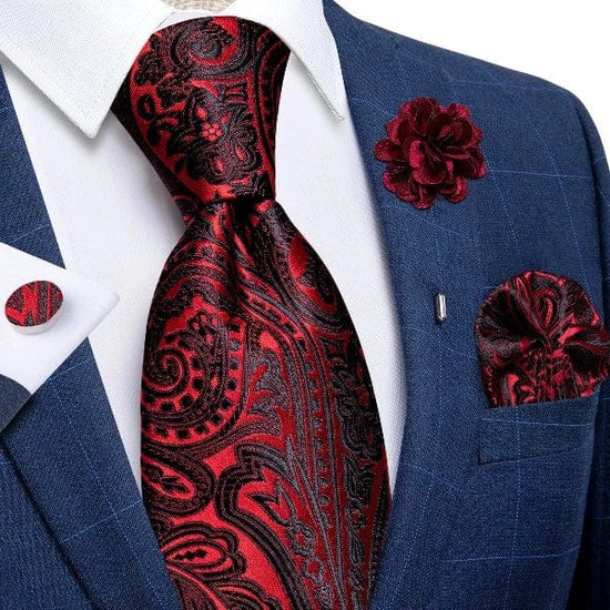 Cravate Paisley Rouge et Noir