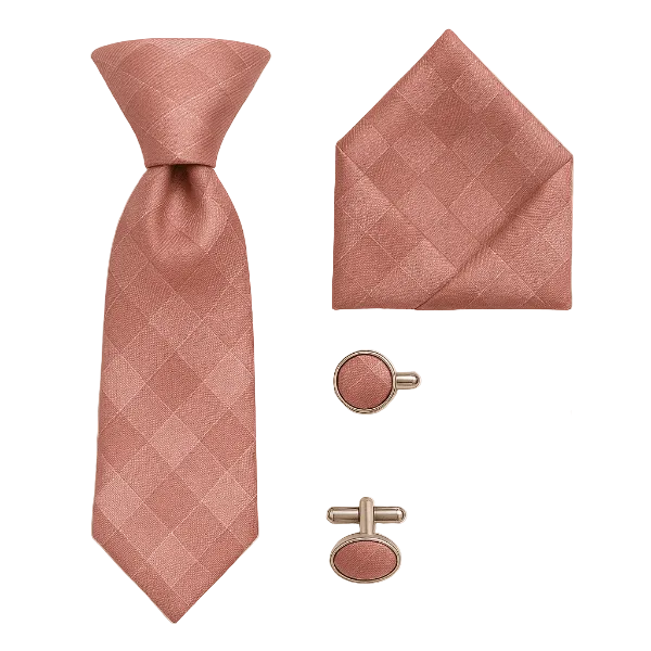 Cravate Rayée Rose Ensemble