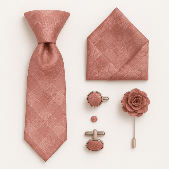 Cravate Rayée Rose Ensemble