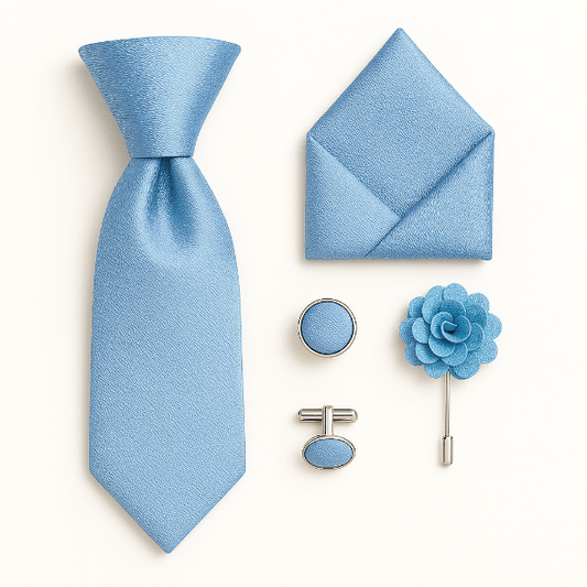 Cravate Soie Bleu Ensemble