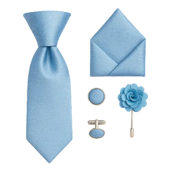 Cravate Soie Bleu Ensemble