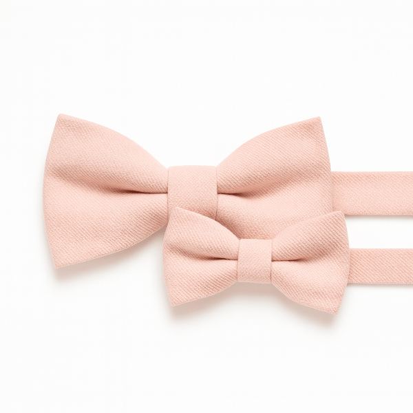 Duo Nœud Papillon Coton Rose Clair