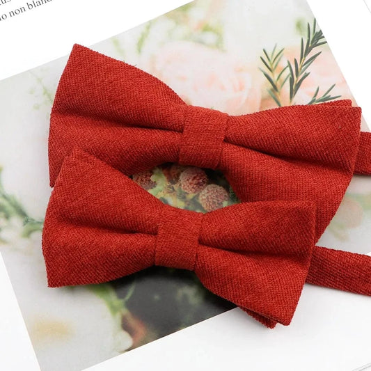 Duo Nœud Papillon Coton Rouge