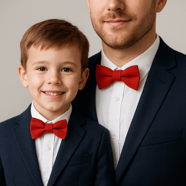 Duo Nœud Papillon Coton Rouge Porter