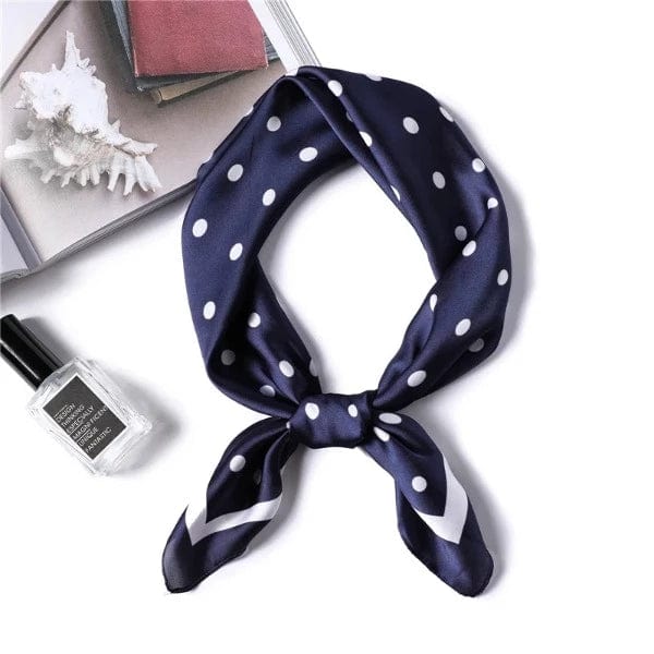 Foulard Bleu à Pois Blanc