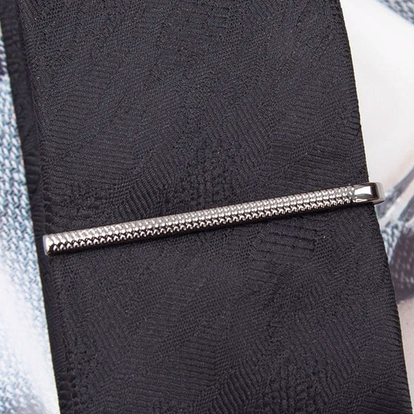 Pince à Cravate Fine Relief Noir