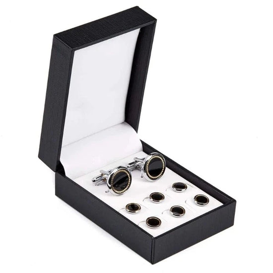 Set Boutons de Manchette Noir & Or